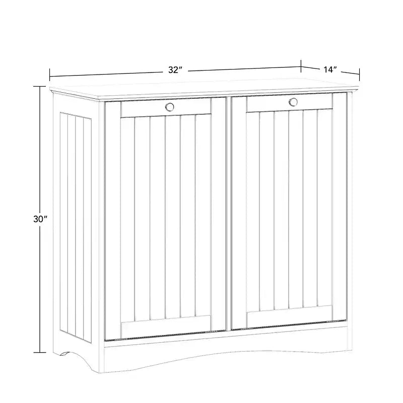 Meuble de rangement pour linge sale blanc à double bac basculant avec sacs en tissu amovibles