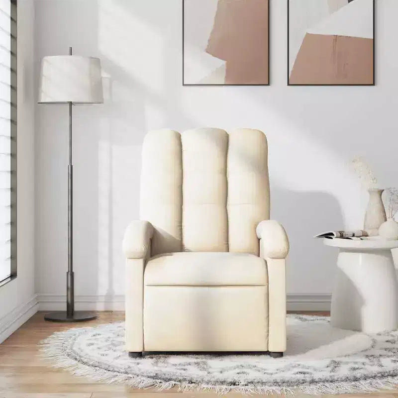 Fauteuil de massage inclinable avec 6 points de vibration, dossier et repose-pieds réglables - Crème