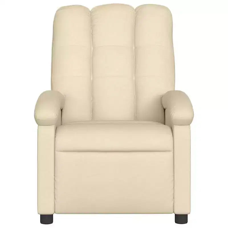 Fauteuil de massage inclinable avec 6 points de vibration, dossier et repose-pieds réglables - Crème