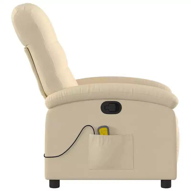 Fauteuil de massage inclinable avec 6 points de vibration, dossier et repose-pieds réglables - Crème