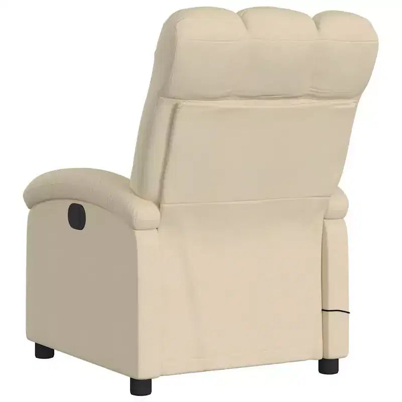 Fauteuil de massage inclinable avec 6 points de vibration, dossier et repose-pieds réglables - Crème