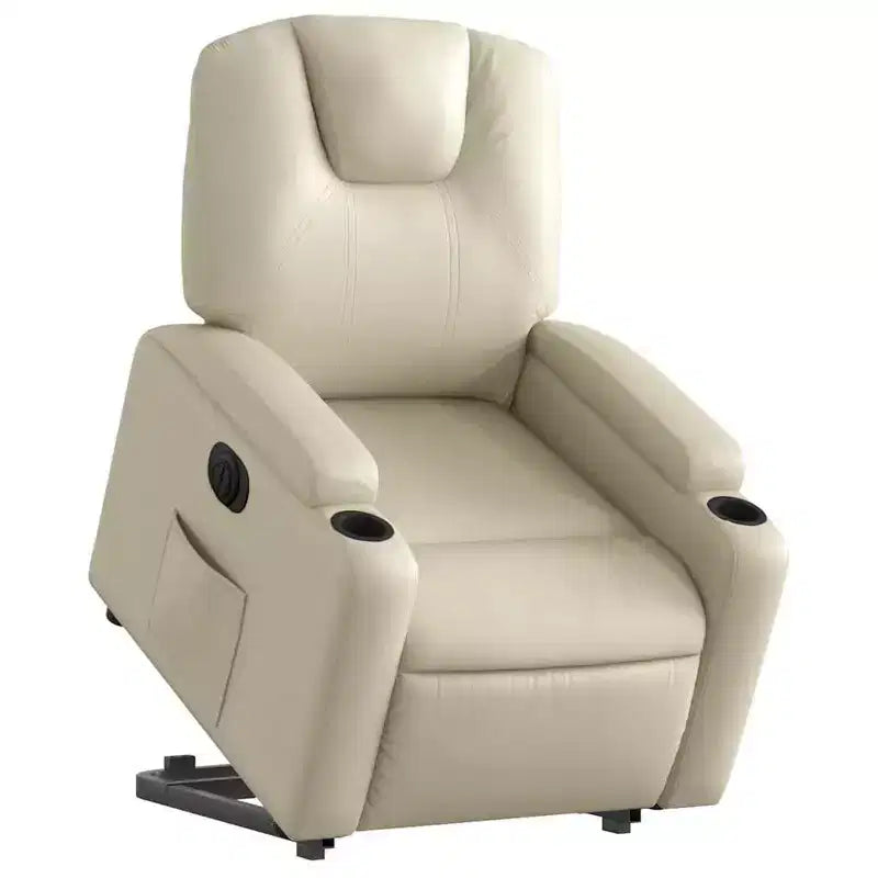 Fauteuil inclinable électrique Power Lift - Similicuir crème avec porte-gobelets