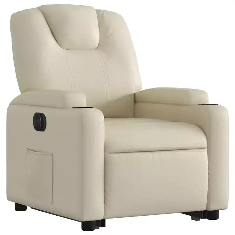 Fauteuil inclinable électrique Power Lift - Similicuir crème avec porte-gobelets