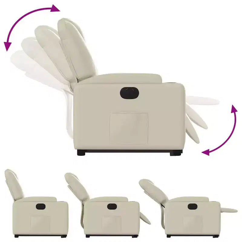Fauteuil inclinable électrique Power Lift - Similicuir crème avec porte-gobelets