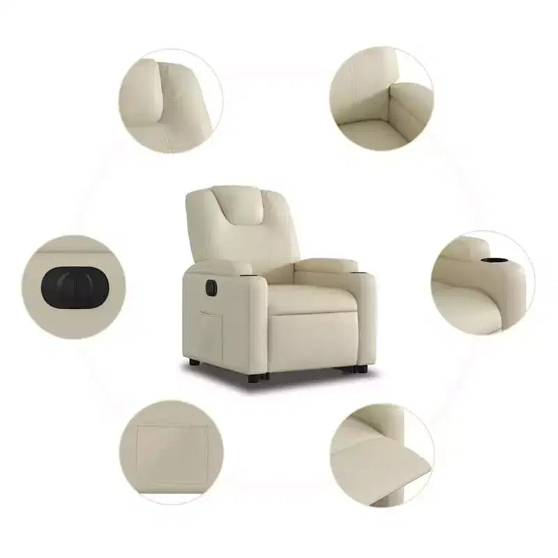 Fauteuil inclinable électrique Power Lift - Similicuir crème avec porte-gobelets