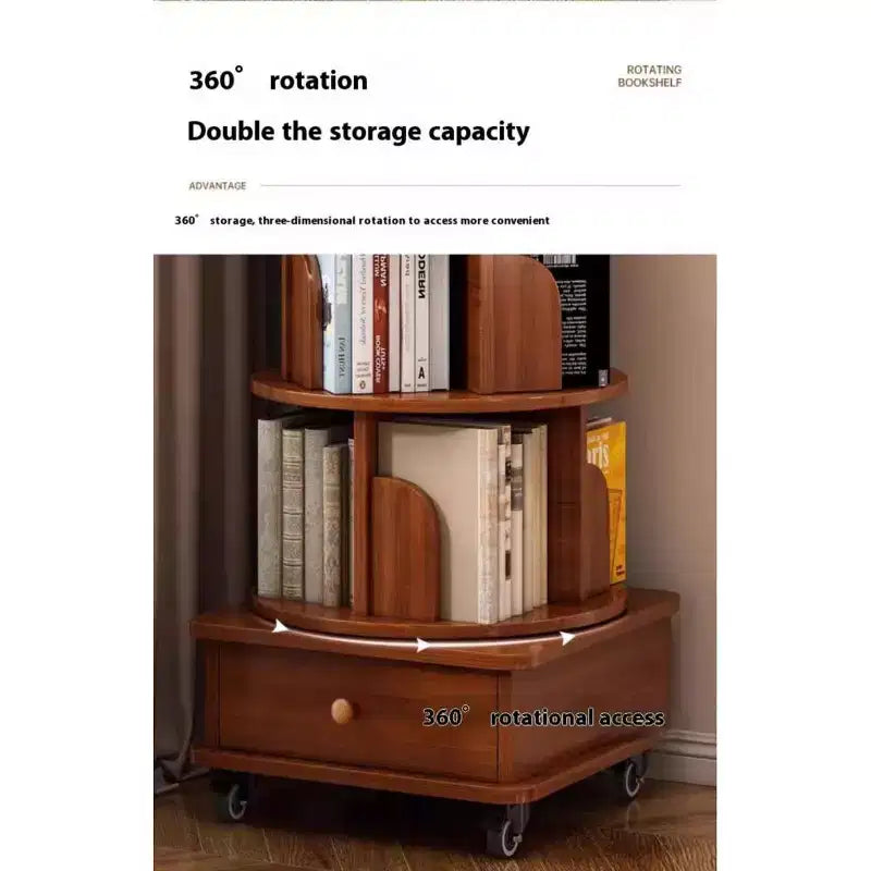 Étagère d'angle rotative à 360° à 6 niveaux avec roulettes - Noyer marron
