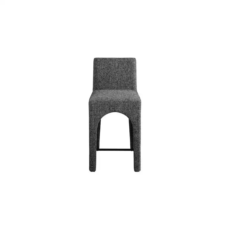 Tabouret en Tissu Texturé Lin Noir au Design Art Déco