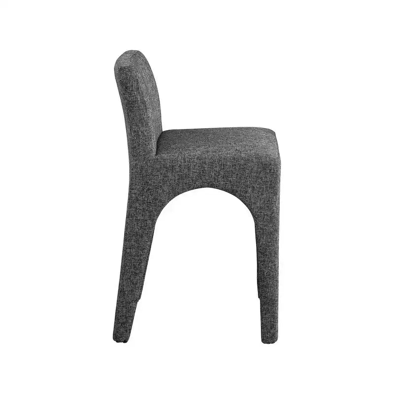 Tabouret en Tissu Texturé Lin Noir au Design Art Déco