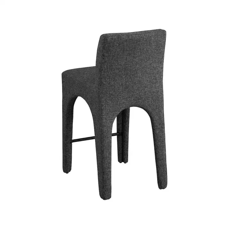 Tabouret en Tissu Texturé Lin Noir au Design Art Déco