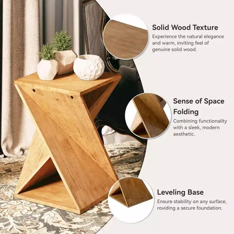 Table d'appoint de ferme en bois d'hévéa marron avec piédestal torsadé