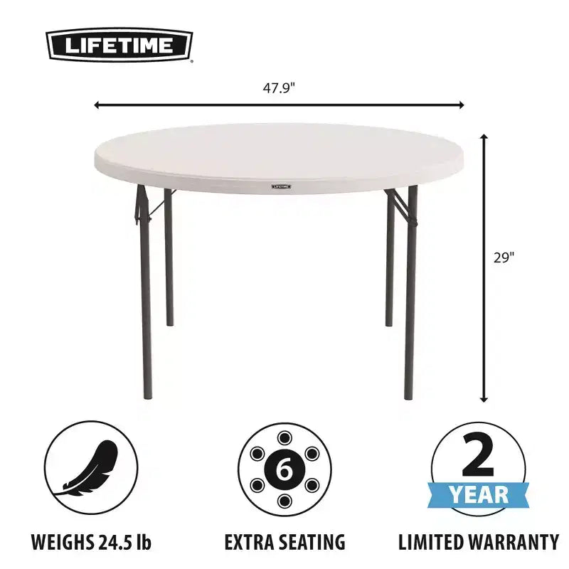 Table ronde emboîtable Lifetime 48", blanc (81111)