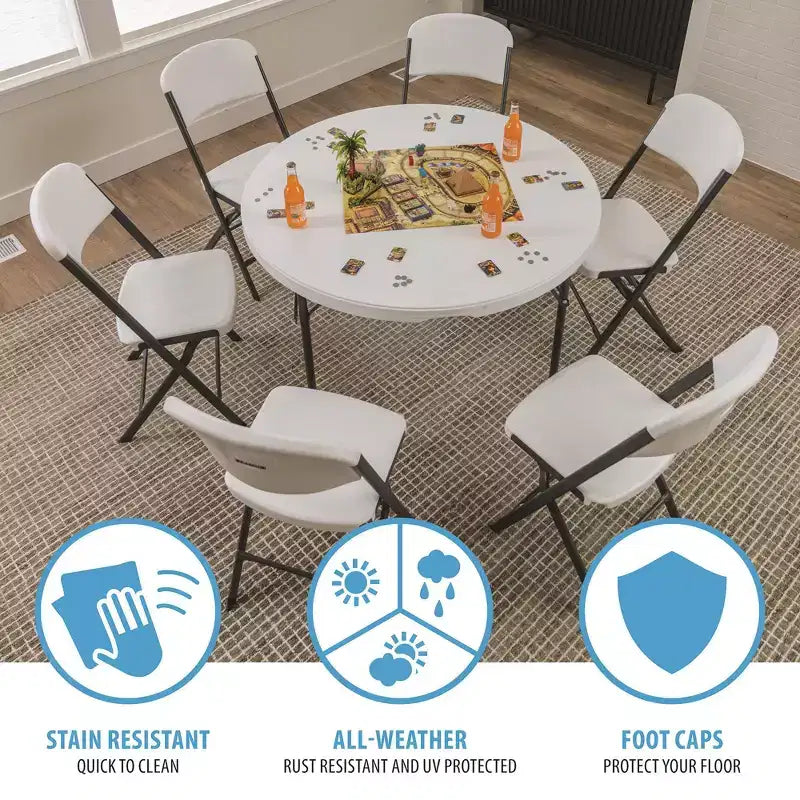 Table ronde emboîtable Lifetime 48", blanc (81111)