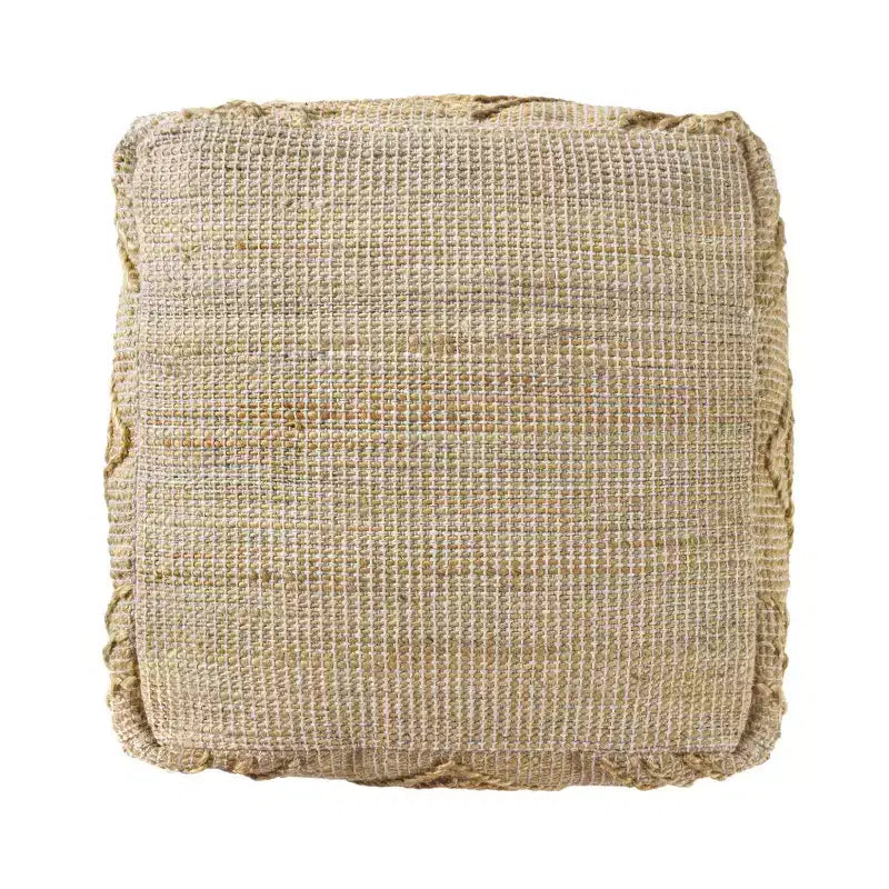Pouffe ottoman géométrique cubique de 45 cm en mélange de jute naturelle - Motif losanges fait main