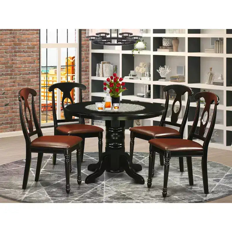 Ensemble de salle à manger 5 pièces - Table rectangulaire et 4 chaises, finition noire