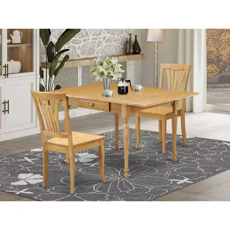 Ensemble de table à manger pliable 3 pièces pour petits espaces, chêne brun naturel