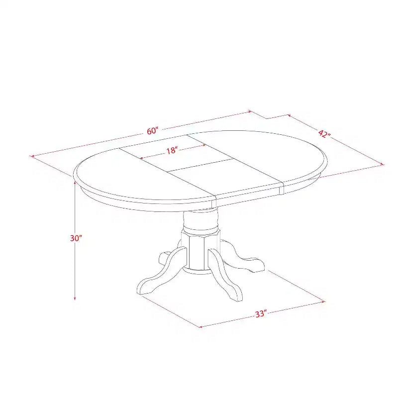 Ensemble de salle à manger ovale 5 pièces avec 4 chaises, finition marron selle