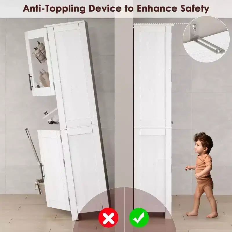 Meuble de salle de bain autoportant de 170 cm avec 4 portes et tiroir en verre basculant