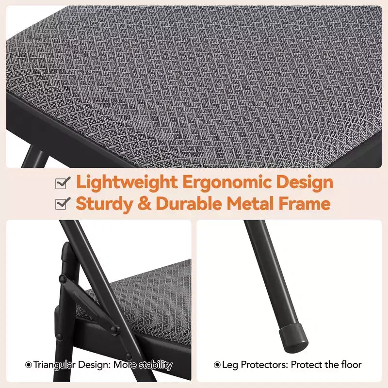 Chaises Pliantes, Chaise Pliante en Métal, Siège Commercial Empilable Portable avec Cadre en Acier, pour Intérieur et Extérieur, Salle à Manger