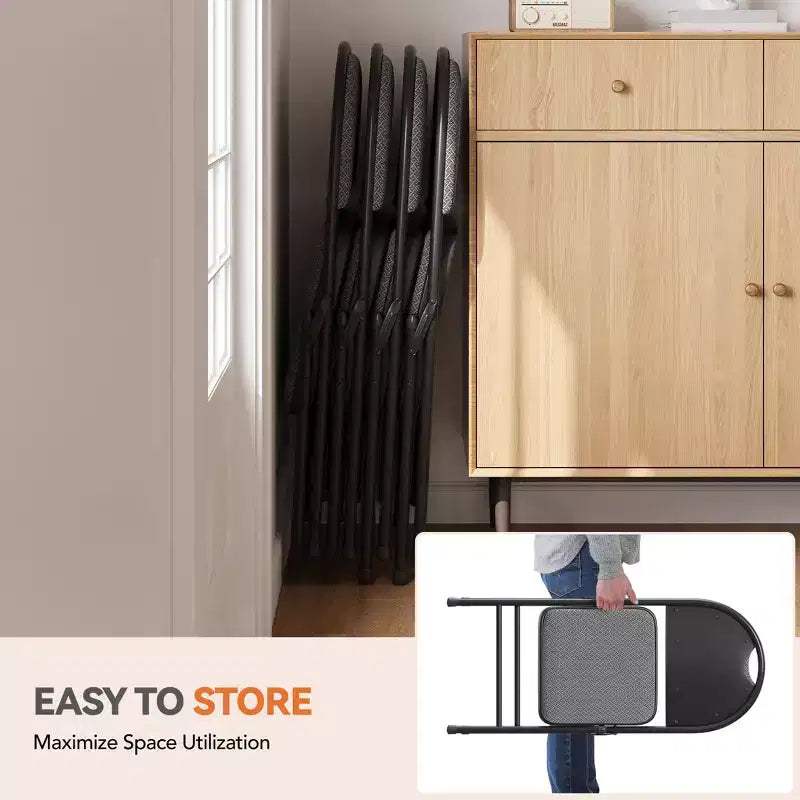 Chaises Pliantes, Chaise Pliante en Métal, Siège Commercial Empilable Portable avec Cadre en Acier, pour Intérieur et Extérieur, Salle à Manger