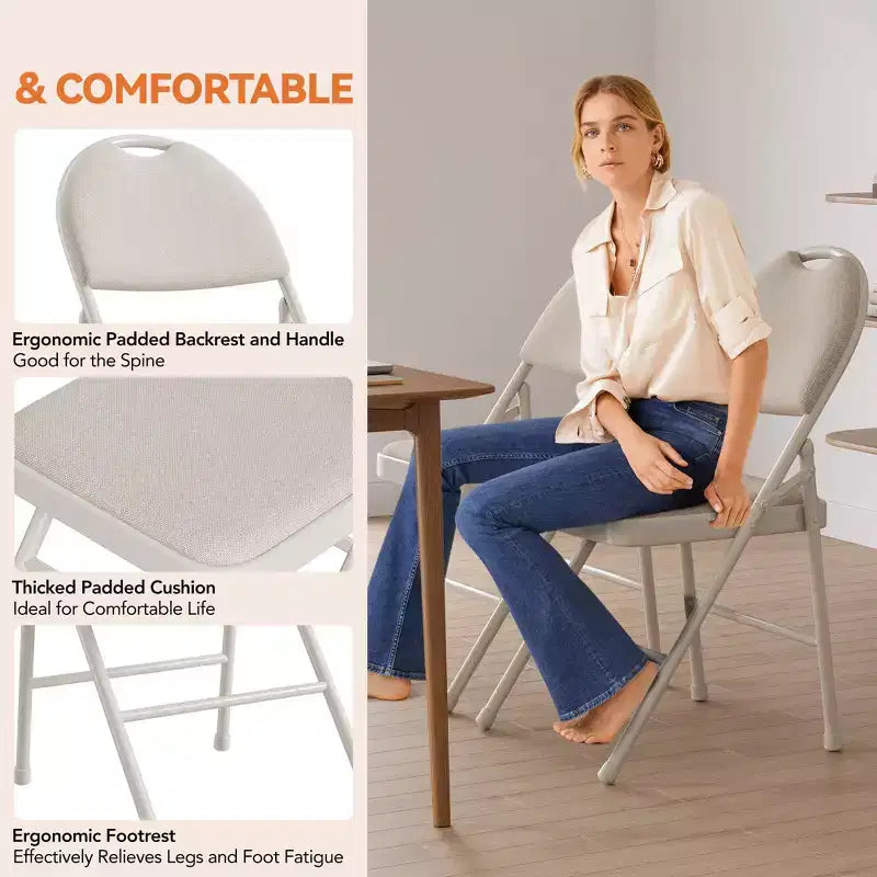 Chaises Pliantes, Chaise Pliante en Métal, Siège Commercial Empilable Portable avec Cadre en Acier, pour Intérieur et Extérieur, Salle à Manger
