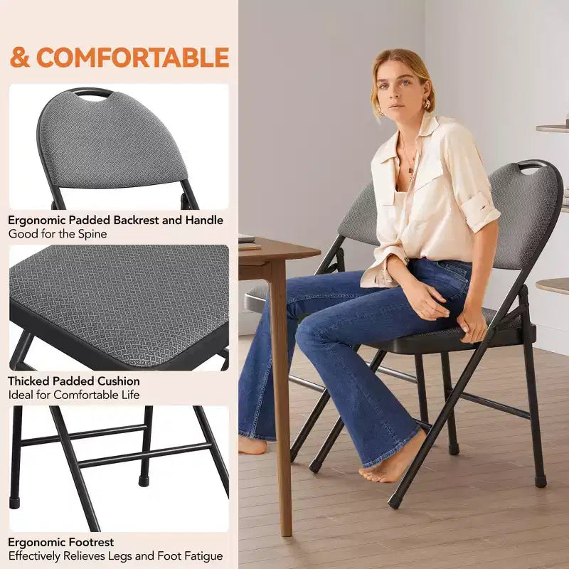 Chaises Pliantes, Chaise Pliante en Métal, Siège Commercial Empilable Portable avec Cadre en Acier, pour Intérieur et Extérieur, Salle à Manger