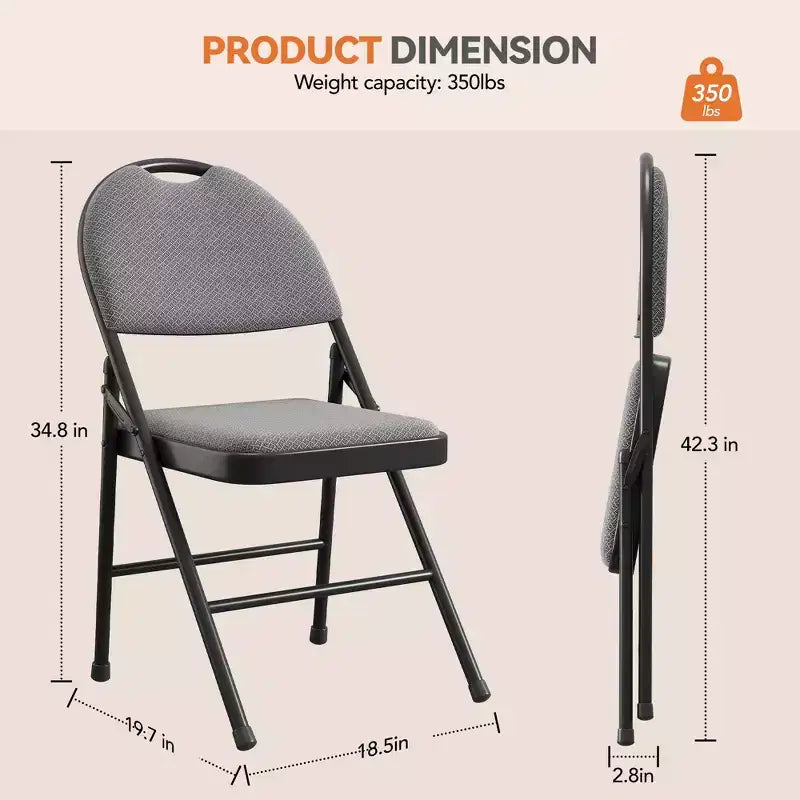 Chaises Pliantes, Chaise Pliante en Métal, Siège Commercial Empilable Portable avec Cadre en Acier, pour Intérieur et Extérieur, Salle à Manger