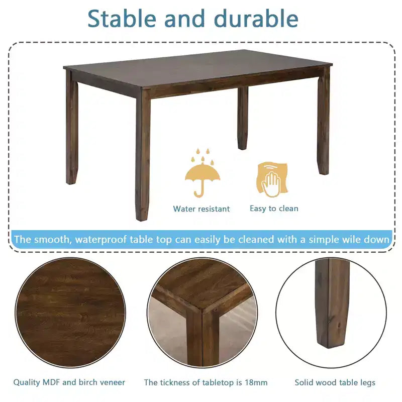 Ensemble repas moderne 5 pièces - Table rectangulaire en bois et 4 chaises rembourrées
