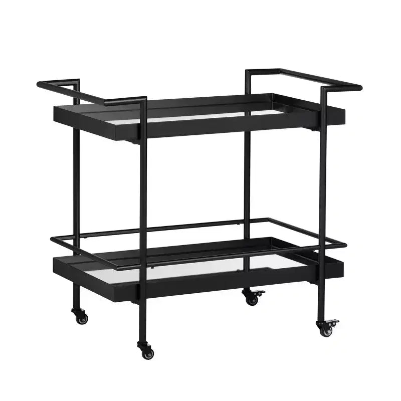 Crestview Collection Black Metal 1 Shelf Bar Cart_Server with Casters