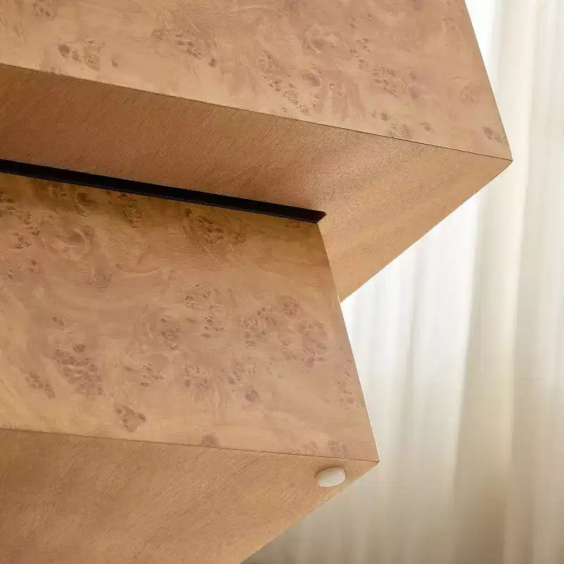 Table basse rectangulaire de 43 po avec piètement piédestal en similibois de loupe et MDF