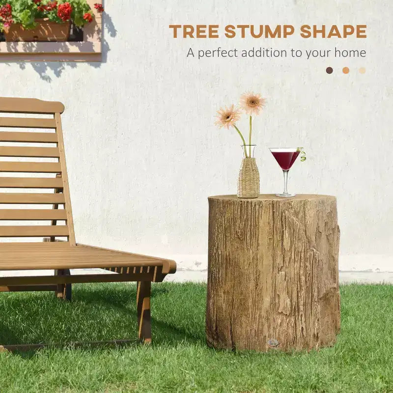 Table d'appoint en béton 17" souche d'arbre pour l'intérieur et l'extérieur
