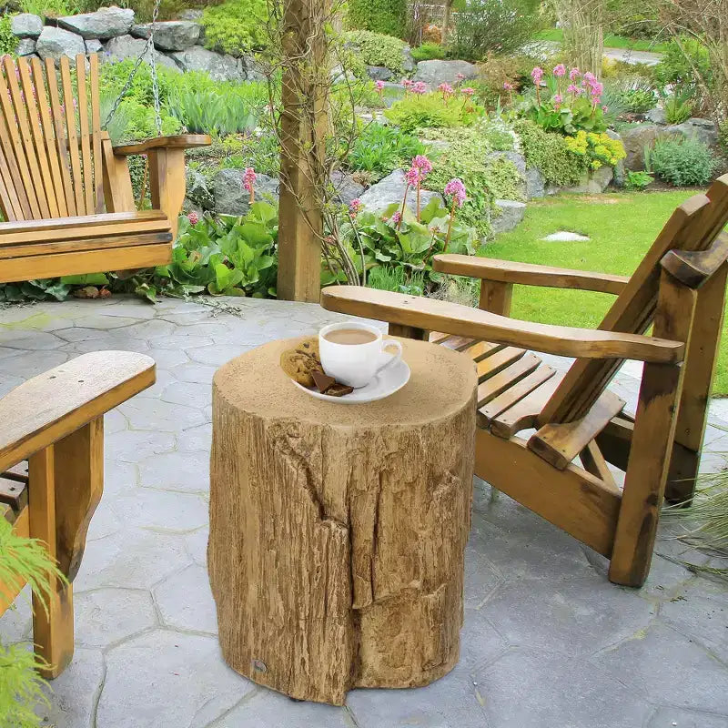 Table d'appoint en béton 17" souche d'arbre pour l'intérieur et l'extérieur