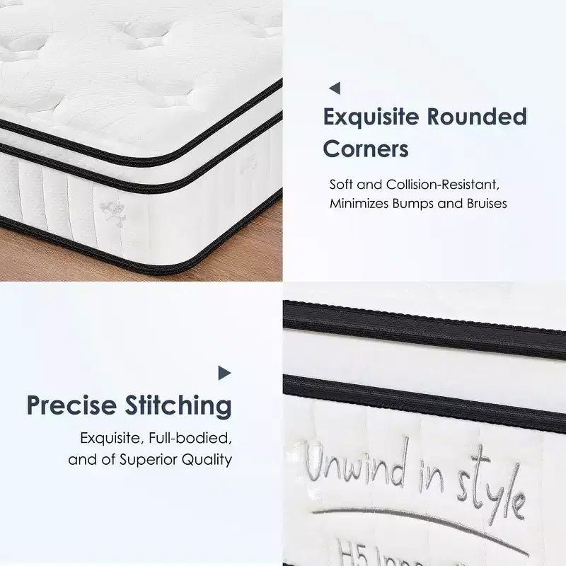 Matelas hybride Queen 12 po - Mousse à mémoire de forme et ressorts ensachés, fermeté moyenne