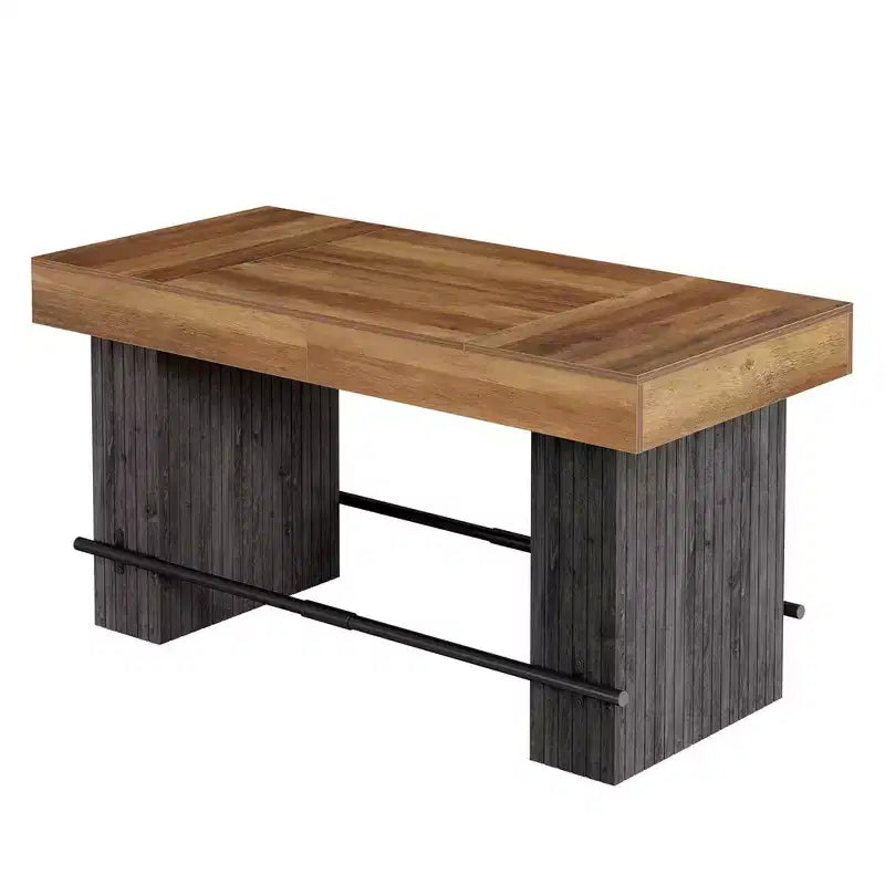Table de bar industrielle hauteur comptoir 62" - Plateau en MDF et base à lattes gris foncé