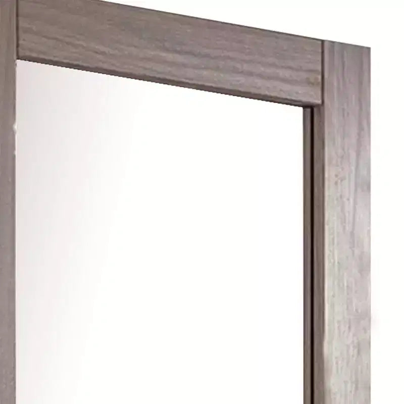 Miroir de commode rectangulaire avec cadre en pin brésilien gris