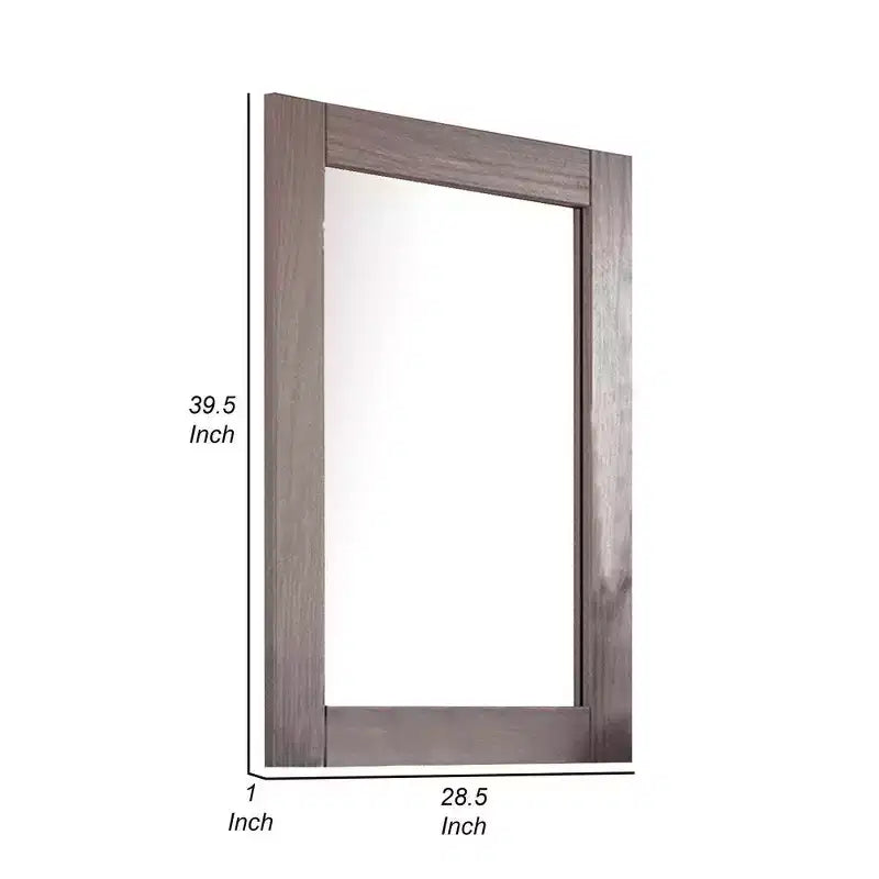 Miroir de commode rectangulaire avec cadre en pin brésilien gris