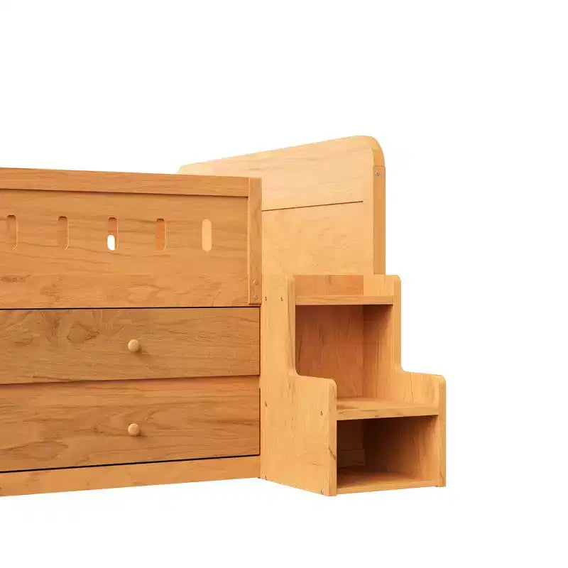 Cadre de lit double en bois massif avec éclairage LED et 4 tiroirs de rangement