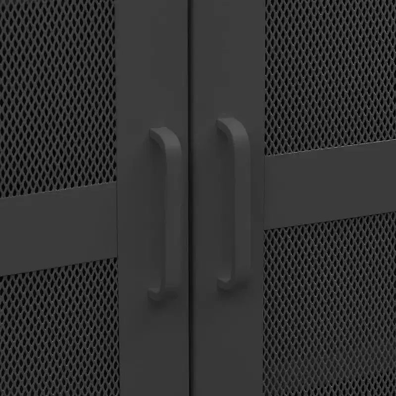 Armoire de rangement industrielle en métal avec portes grillagées et 2 tiroirs bas