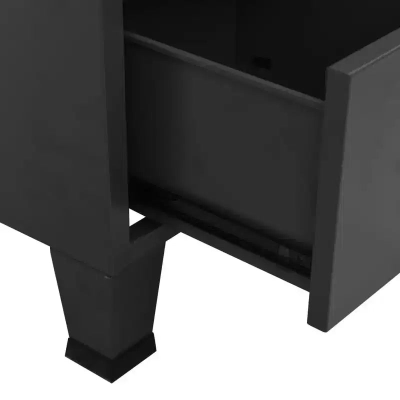 Armoire de rangement industrielle en métal avec portes grillagées et 2 tiroirs bas
