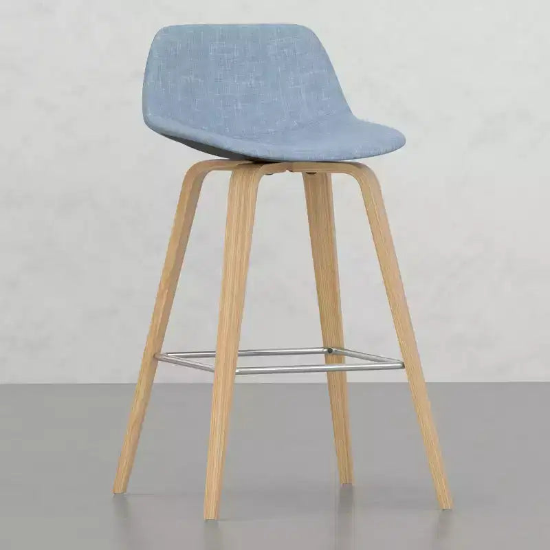 Lot de 2 tabourets de comptoir en bois courbé avec structure en bois courbé et assise en similicuir