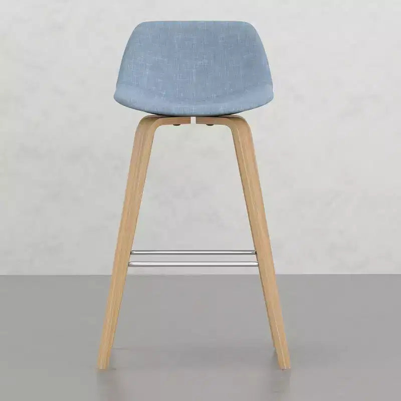 Lot de 2 tabourets de comptoir en bois courbé avec structure en bois courbé et assise en similicuir