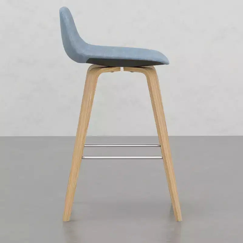 Lot de 2 tabourets de comptoir en bois courbé avec structure en bois courbé et assise en similicuir