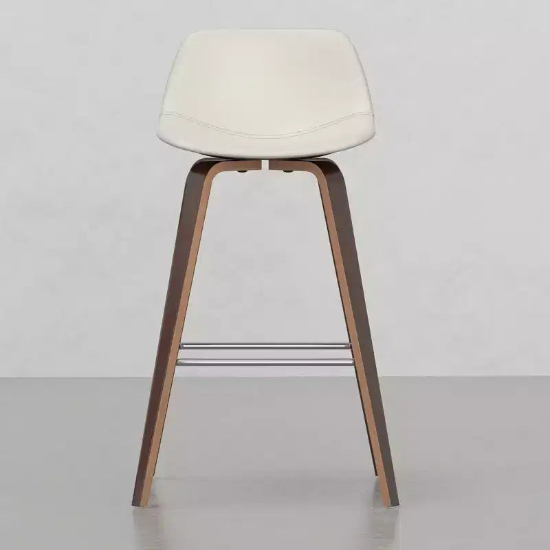 Lot de 2 tabourets de comptoir en bois courbé avec structure en bois courbé et assise en similicuir