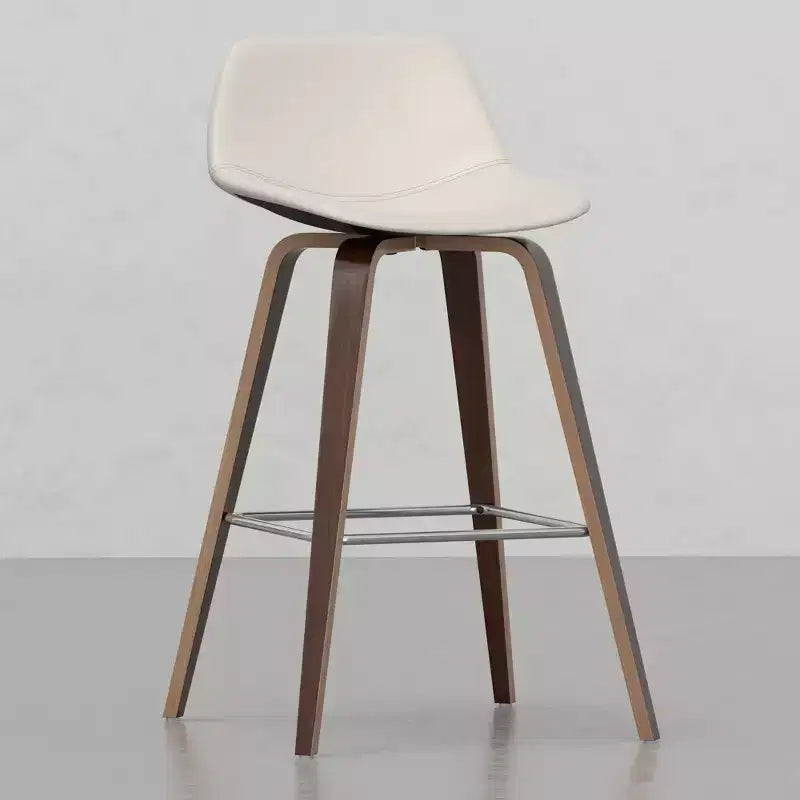 Lot de 2 tabourets de comptoir en bois courbé avec structure en bois courbé et assise en similicuir