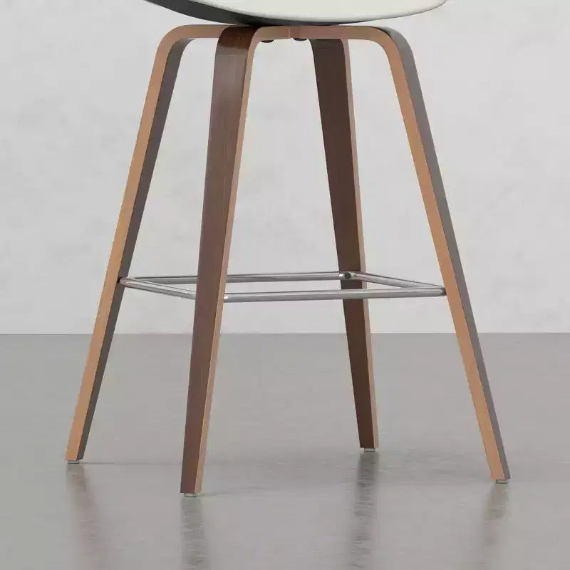 Lot de 2 tabourets de comptoir en bois courbé avec structure en bois courbé et assise en similicuir