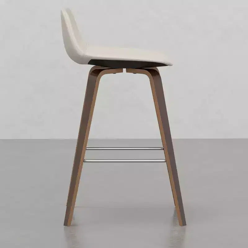 Lot de 2 tabourets de comptoir en bois courbé avec structure en bois courbé et assise en similicuir