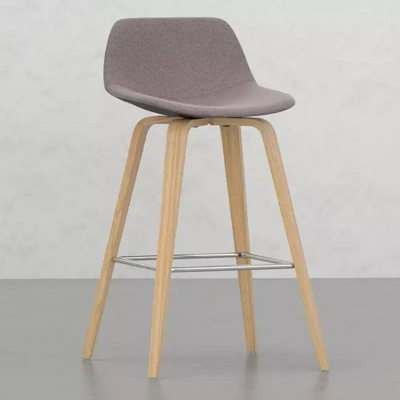 Lot de 2 tabourets de comptoir en bois courbé avec structure en bois courbé et assise en similicuir