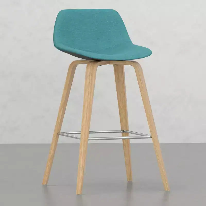 Lot de 2 tabourets de comptoir en bois courbé avec structure en bois courbé et assise en similicuir