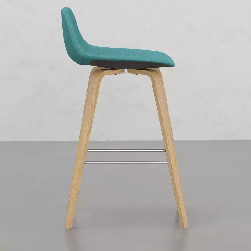 Lot de 2 tabourets de comptoir en bois courbé avec structure en bois courbé et assise en similicuir