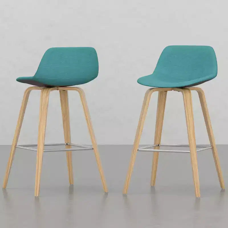 Lot de 2 tabourets de comptoir en bois courbé avec structure en bois courbé et assise en similicuir