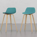 Lot de 2 tabourets de comptoir en bois courbé avec structure en bois courbé et assise en similicuir
